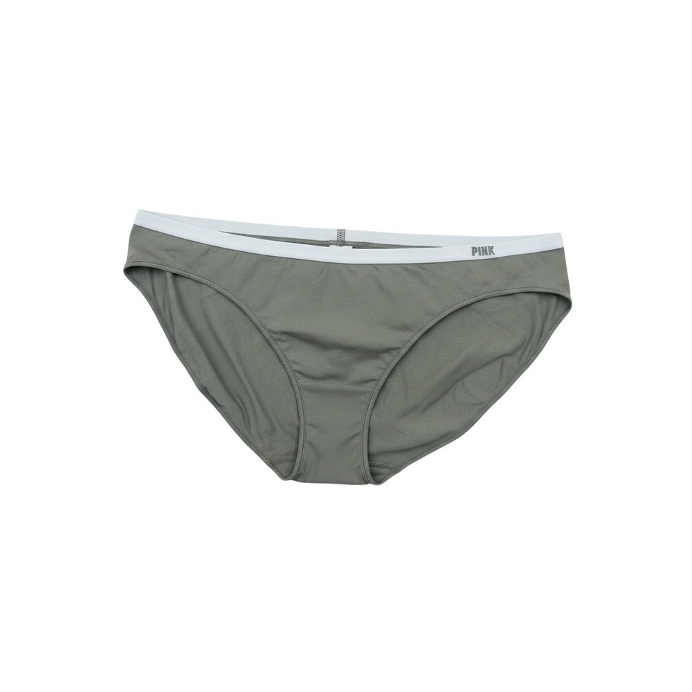 Victoria's Secret PINK Bikini Panties Women L Green Low Rise Logo Waistband